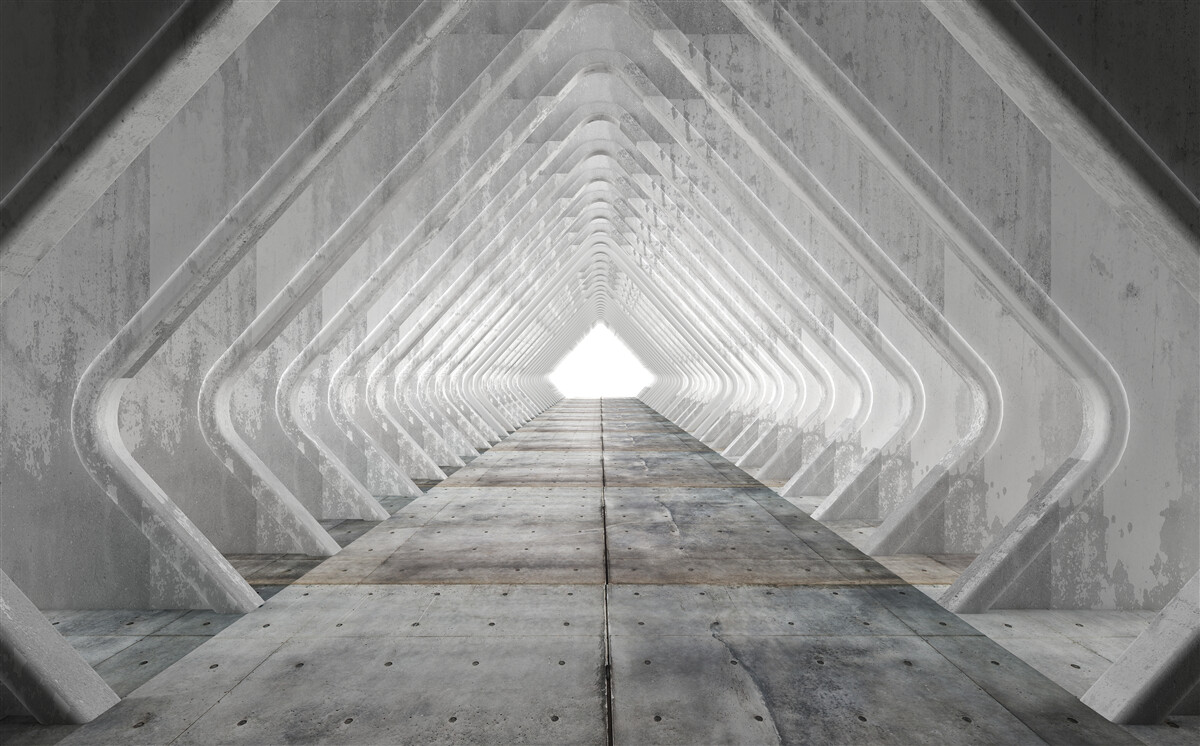 Фотошпалери нескінченний сірий коридор