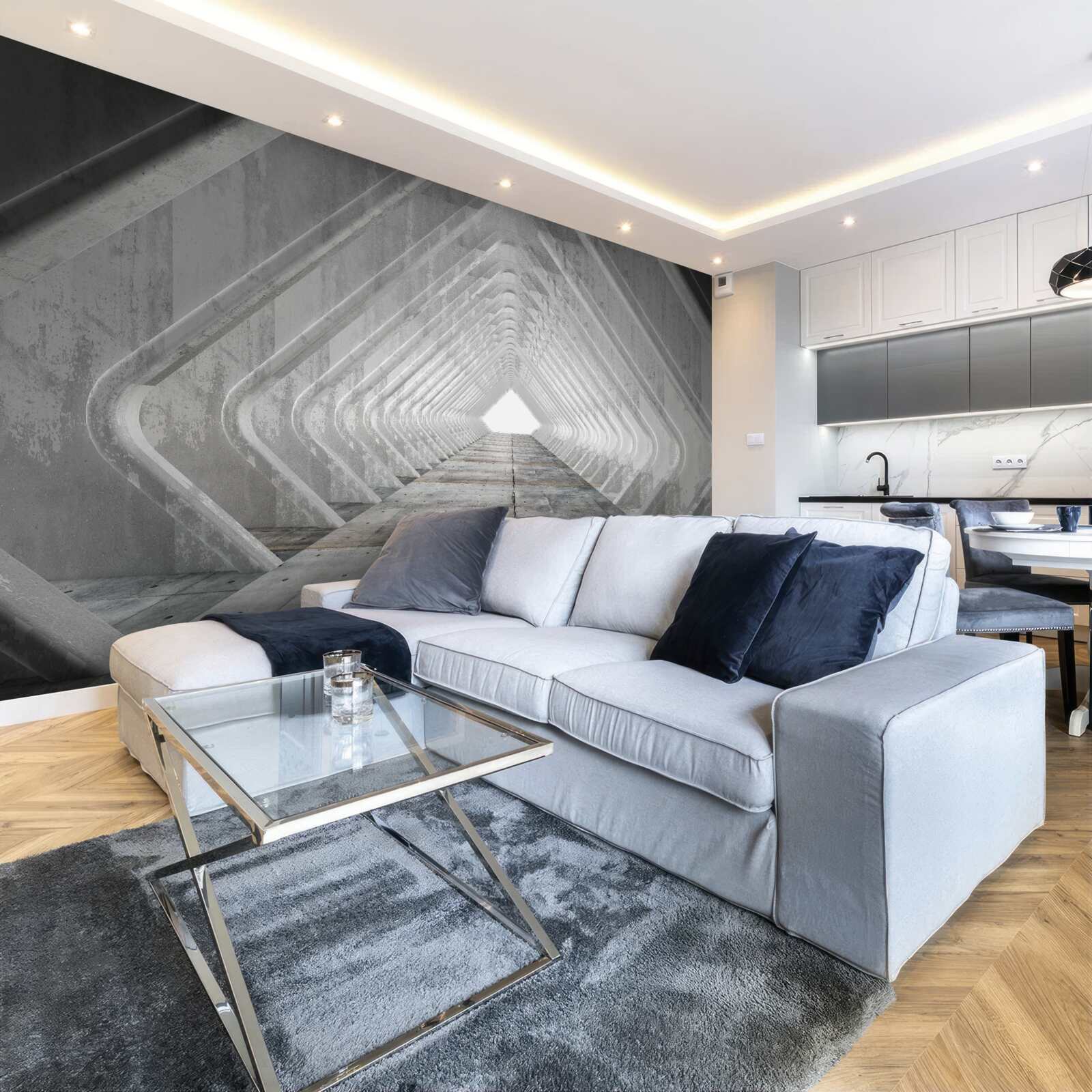 Фотошпалери нескінченний сірий коридор