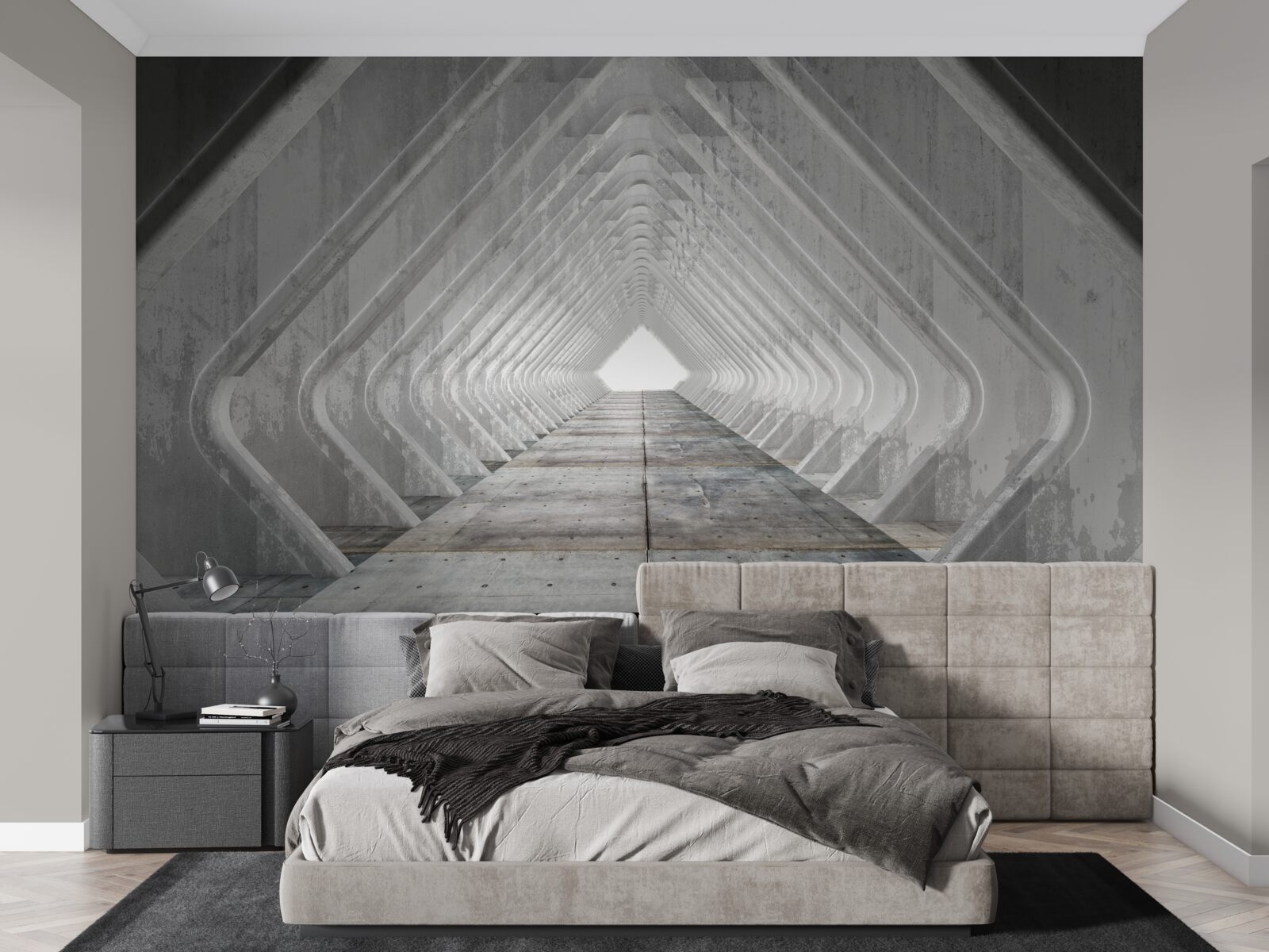 Фотошпалери нескінченний сірий коридор