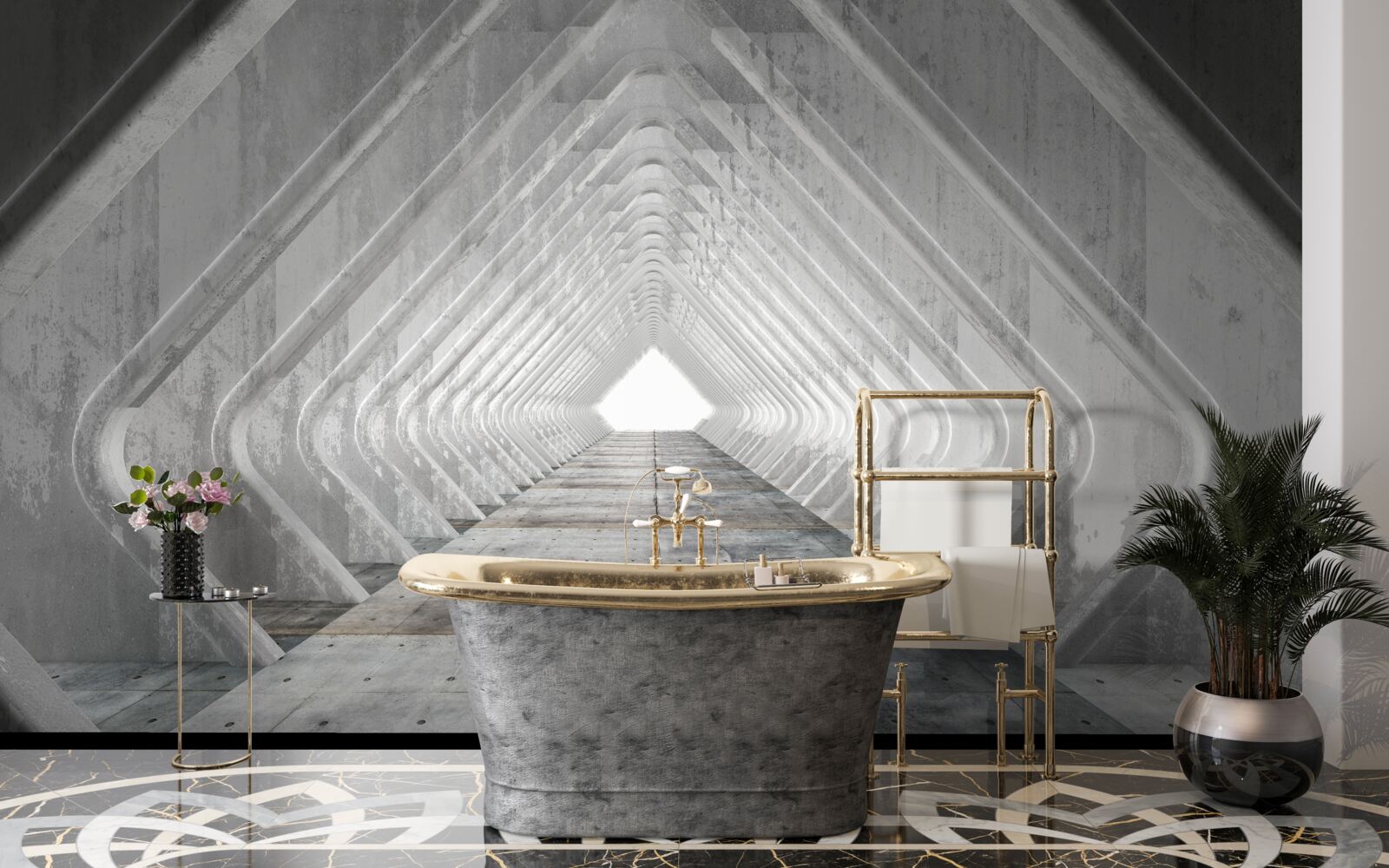 Фотошпалери нескінченний сірий коридор