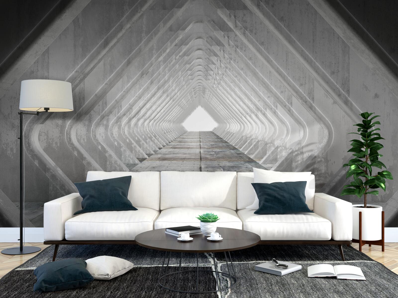 Фотошпалери нескінченний сірий коридор