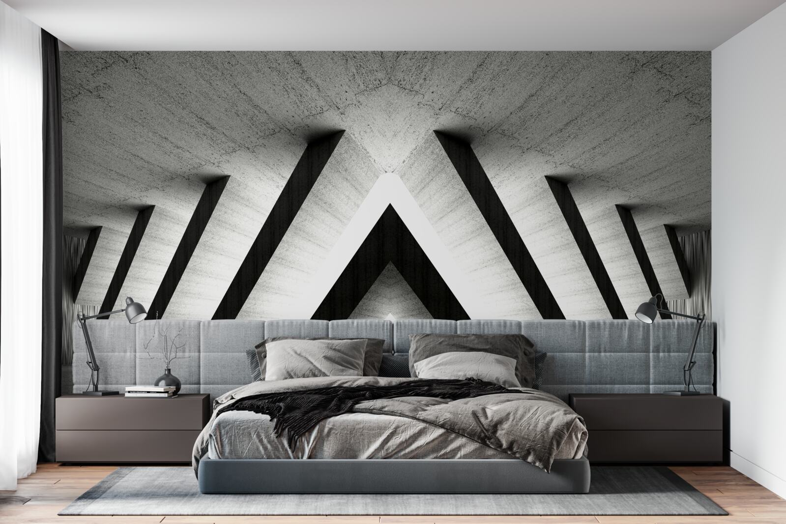 Фотошпалери коридор в абстрактних відтінках сірого