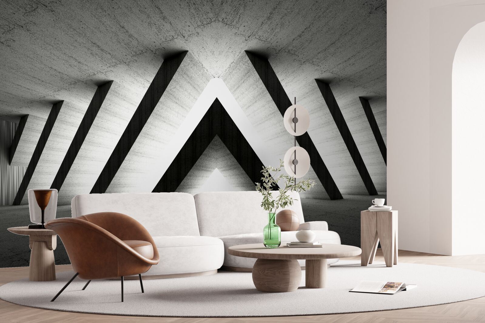 Фотошпалери коридор в абстрактних відтінках сірого