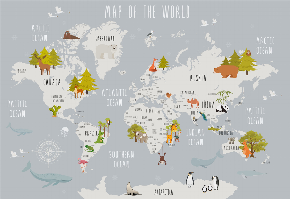 Фотошпалери представників фауни і флори на карті Землі