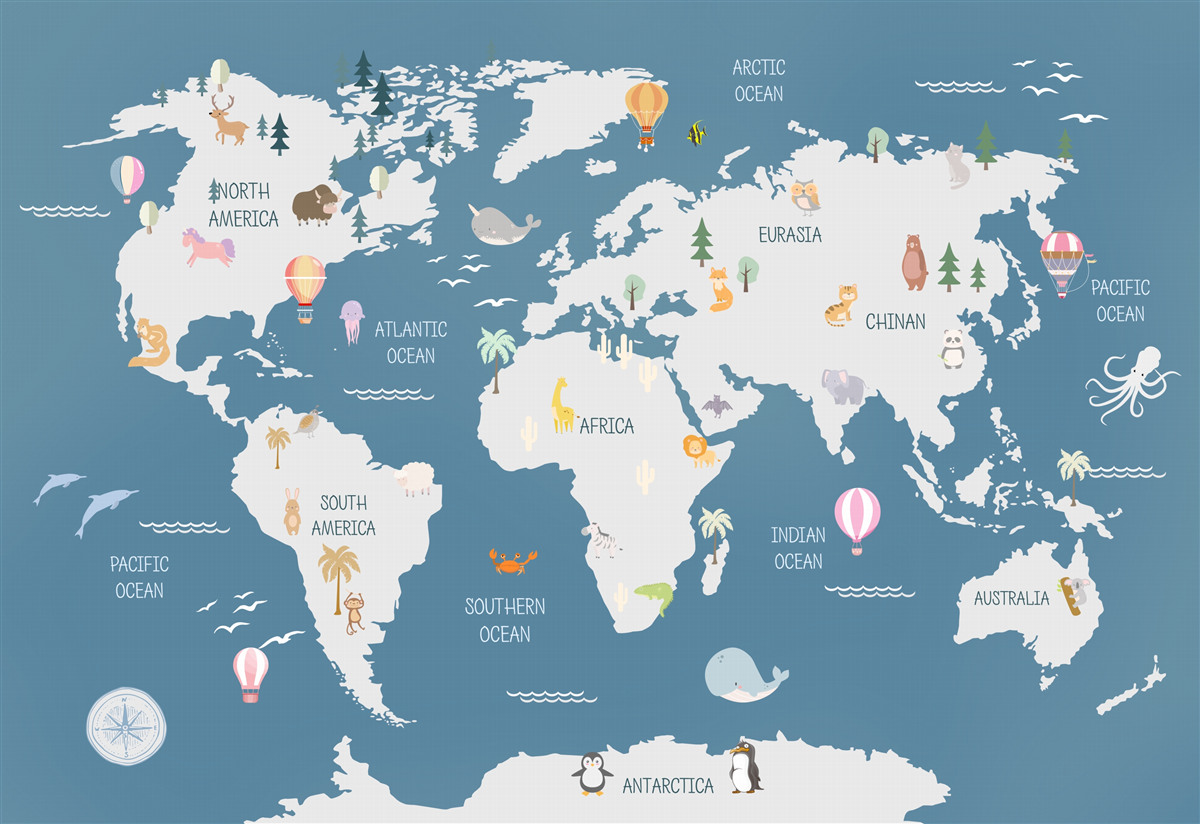 Фотошпалери карта світу в мінімалістичному стилі