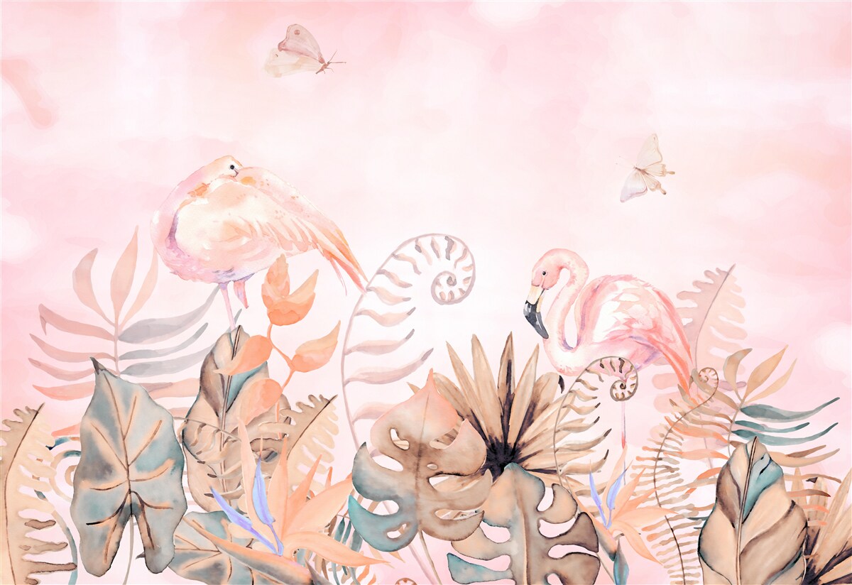 Фотошпалери на гілках рожеві фламінго