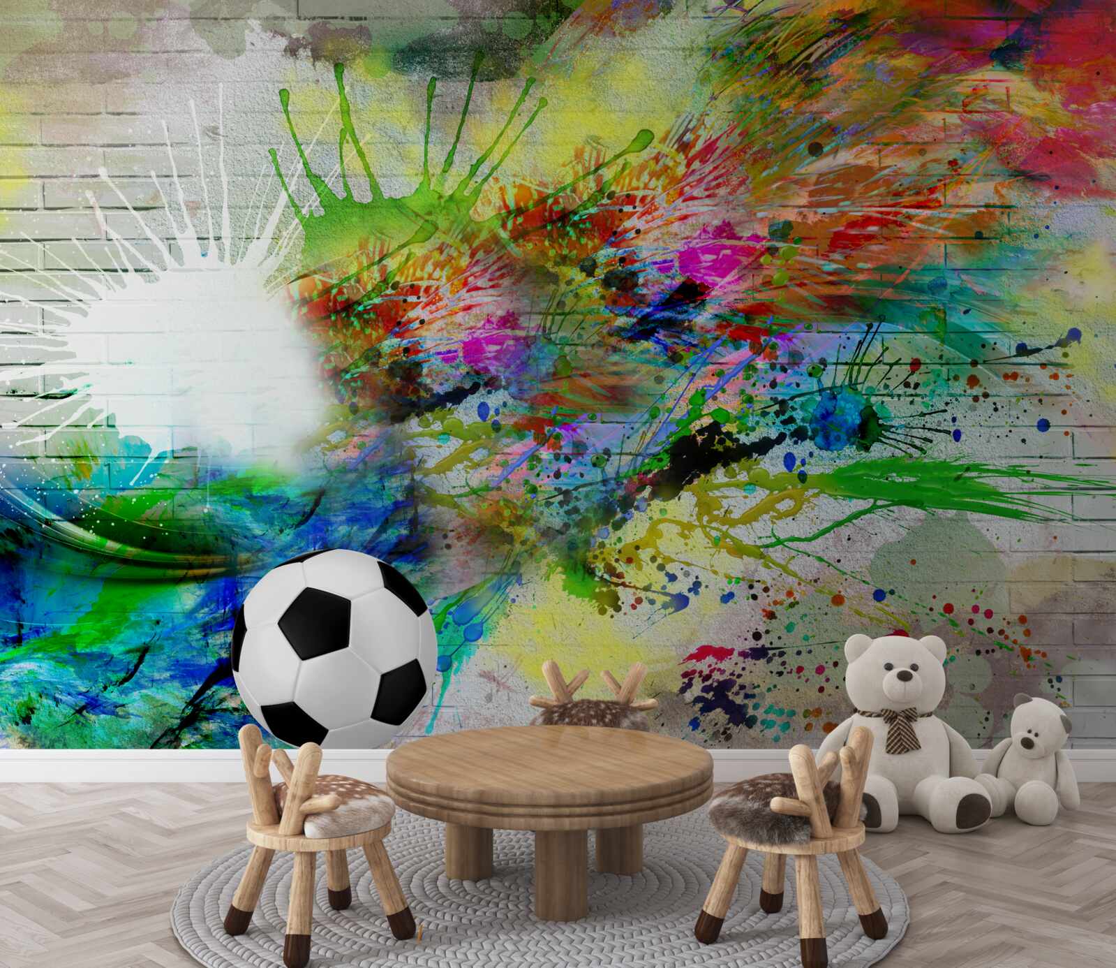 Фотошпалери футбол на фоні світлої стіни