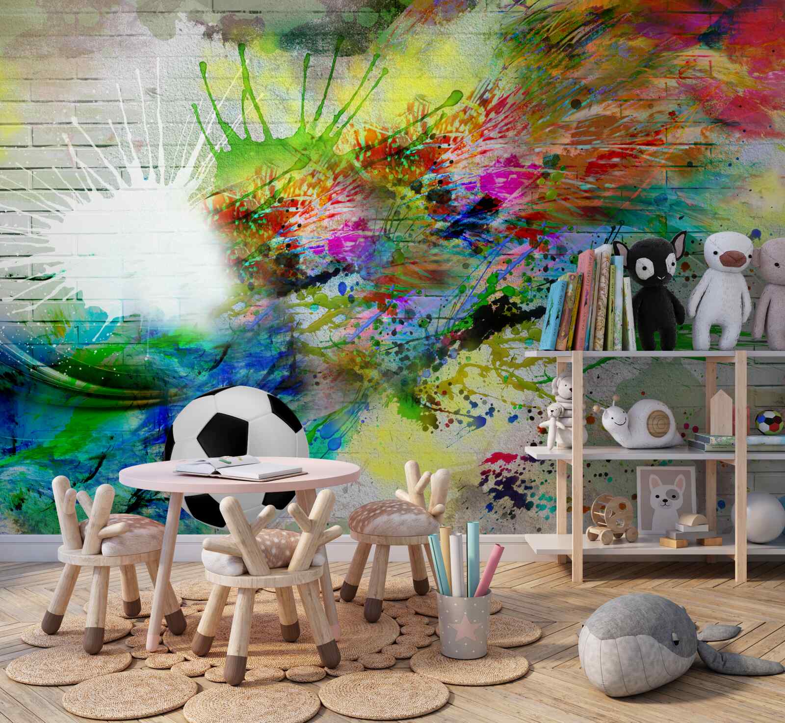 Фотошпалери футбол на фоні світлої стіни