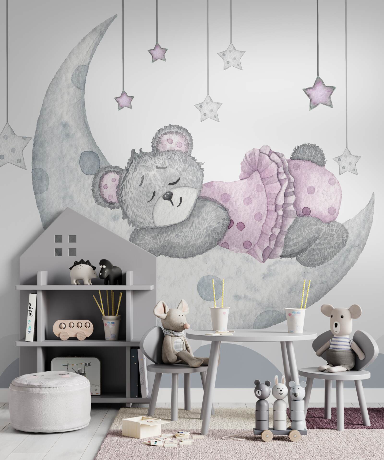 Фотошпалери ведмідь дрімає на місяці