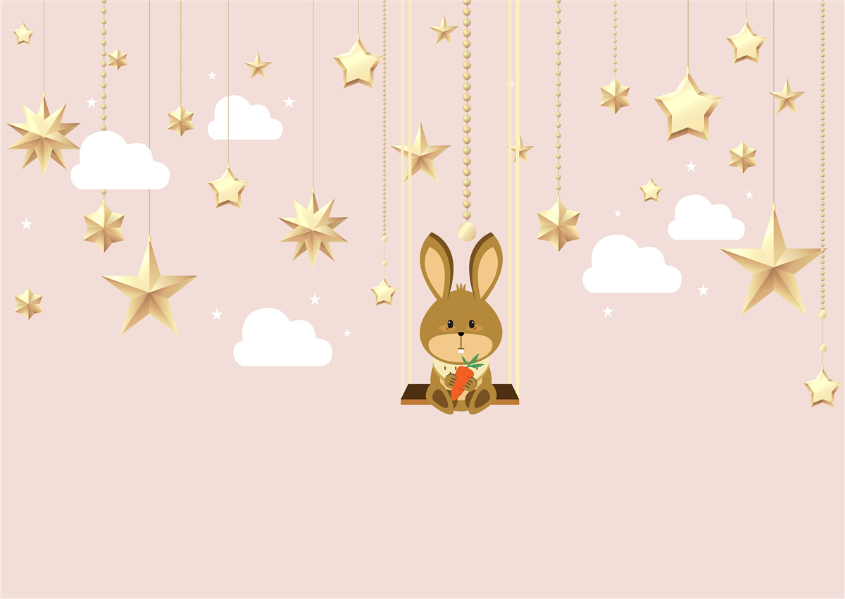 Фотошпалери зайчик гойдається на морквяній гойдалці