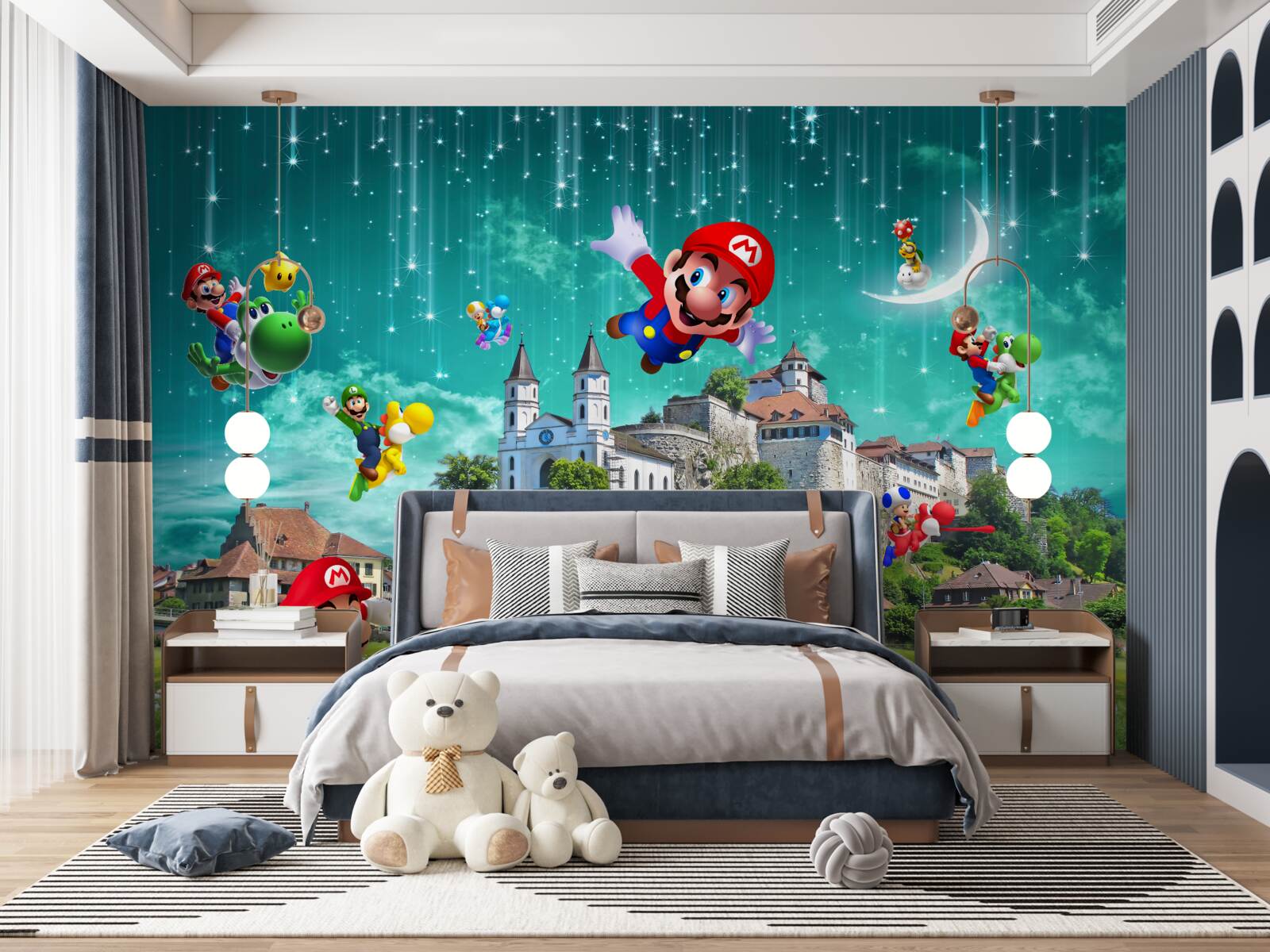 Фотошпалери персонажі маріо в мегаполісі