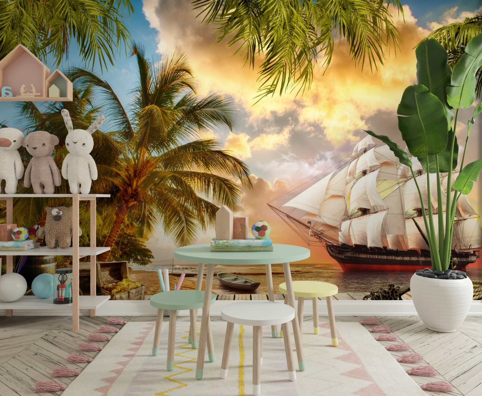 Фотошпалери корабель наближається до берега