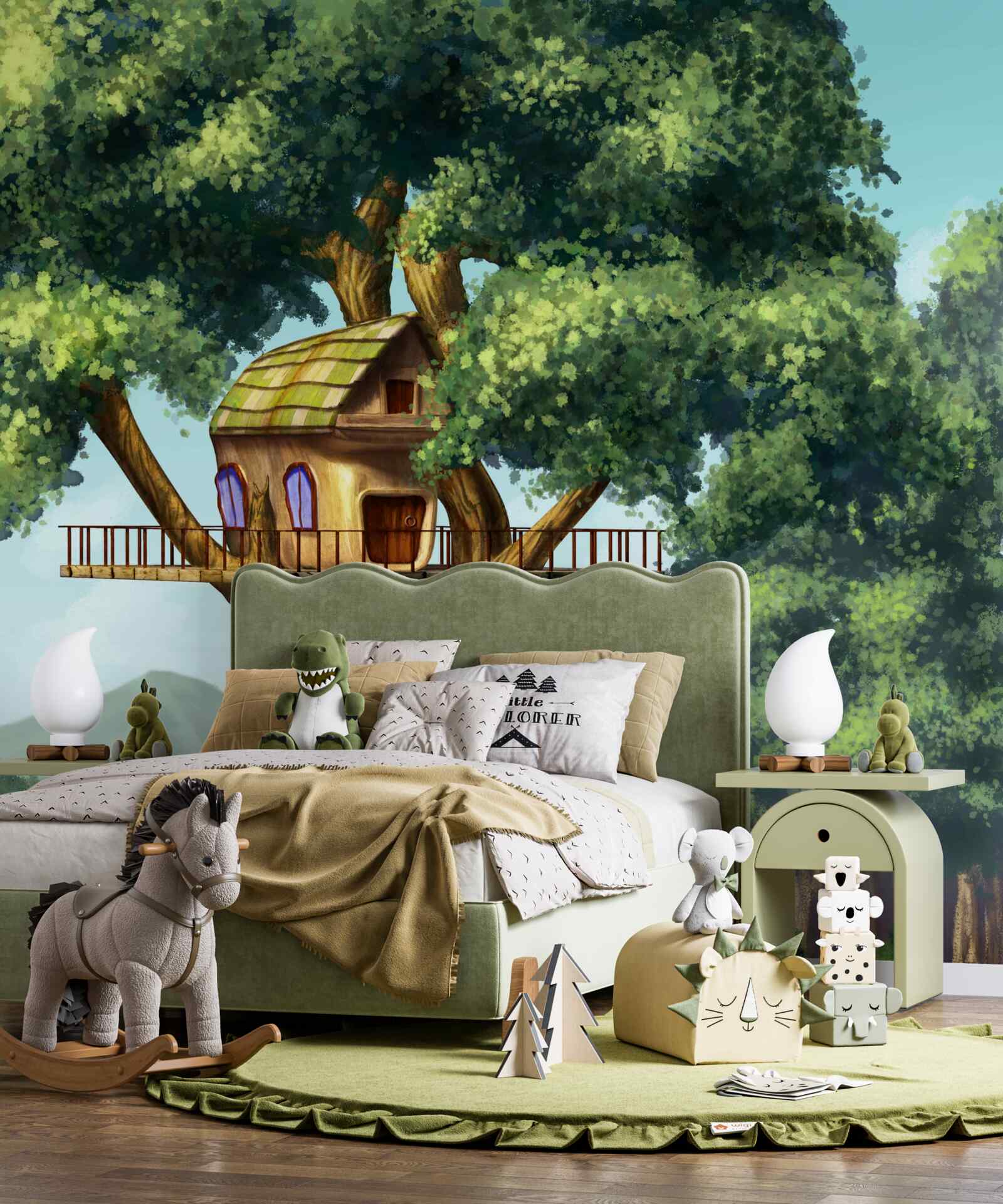 Фотошпалери дерев'яний будинок на гілках