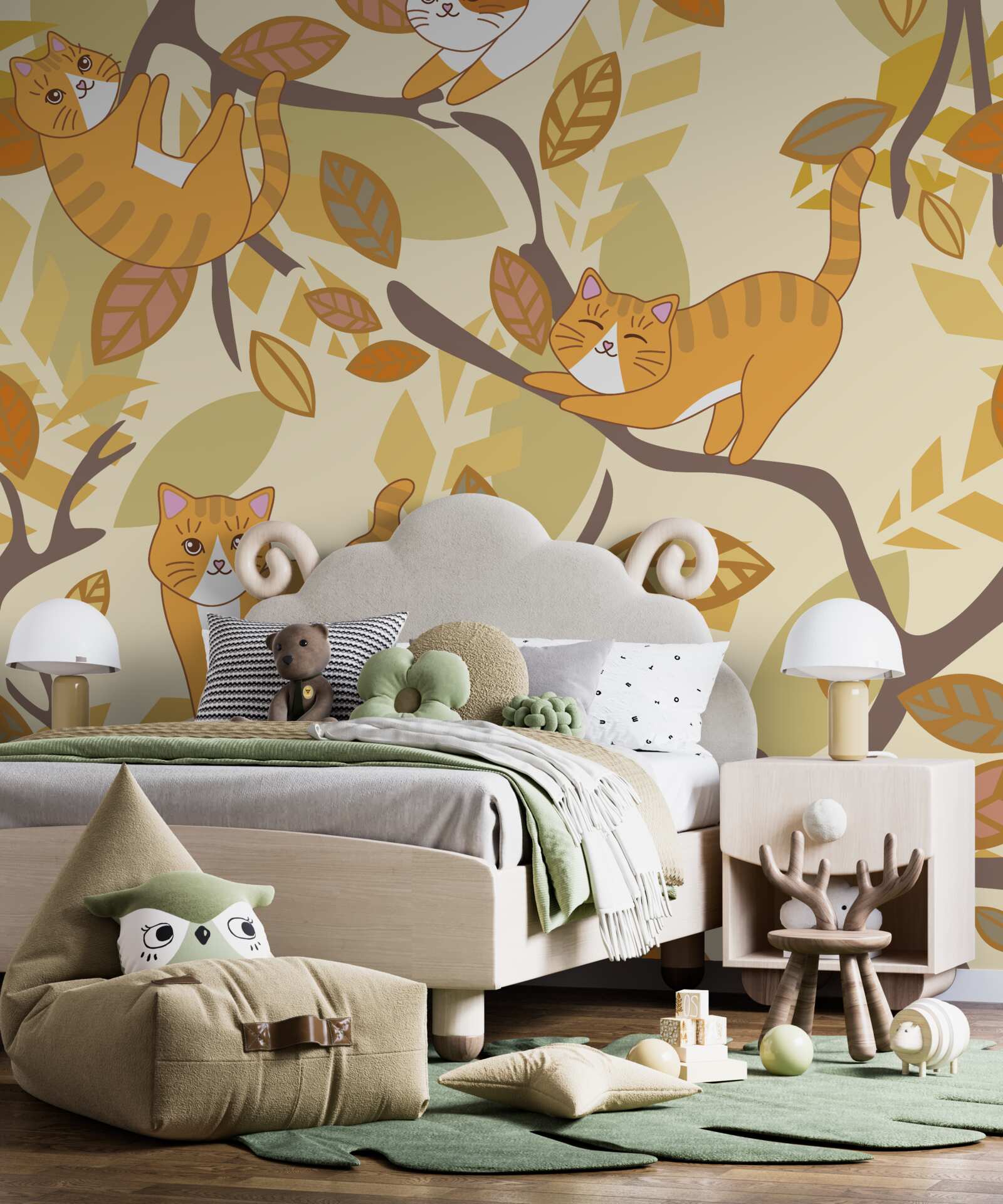 Фотошпалери руді коти, що сидять на дереві