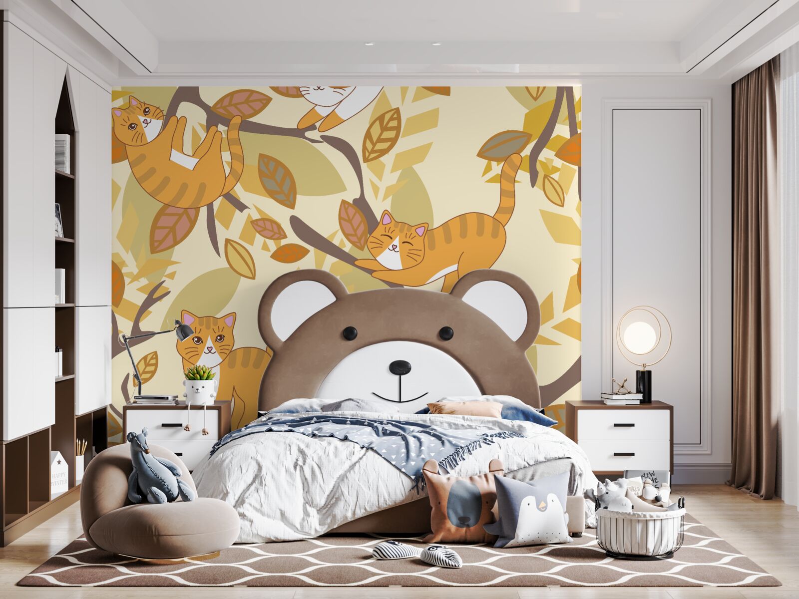 Фотошпалери руді коти, що сидять на дереві