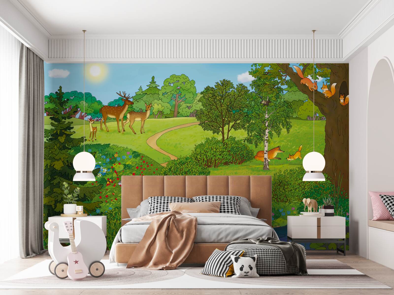 Фотошпалери тварини йдуть лісовою галявиною