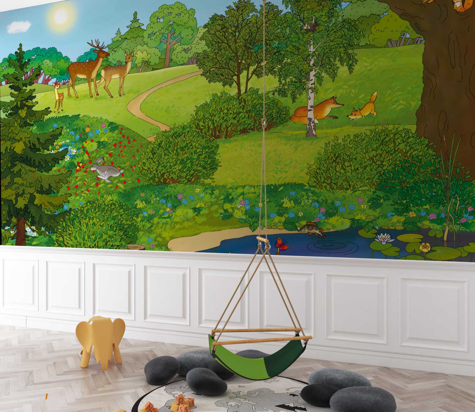 Фотошпалери тварини йдуть лісовою галявиною