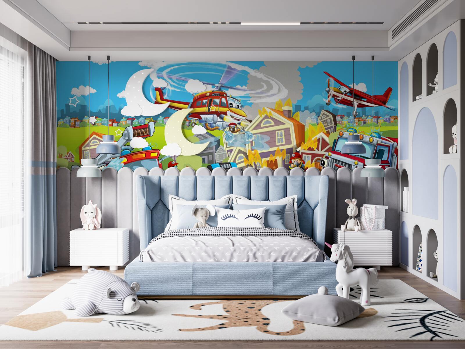 Фотошпалери пожежники та різні види транспорту