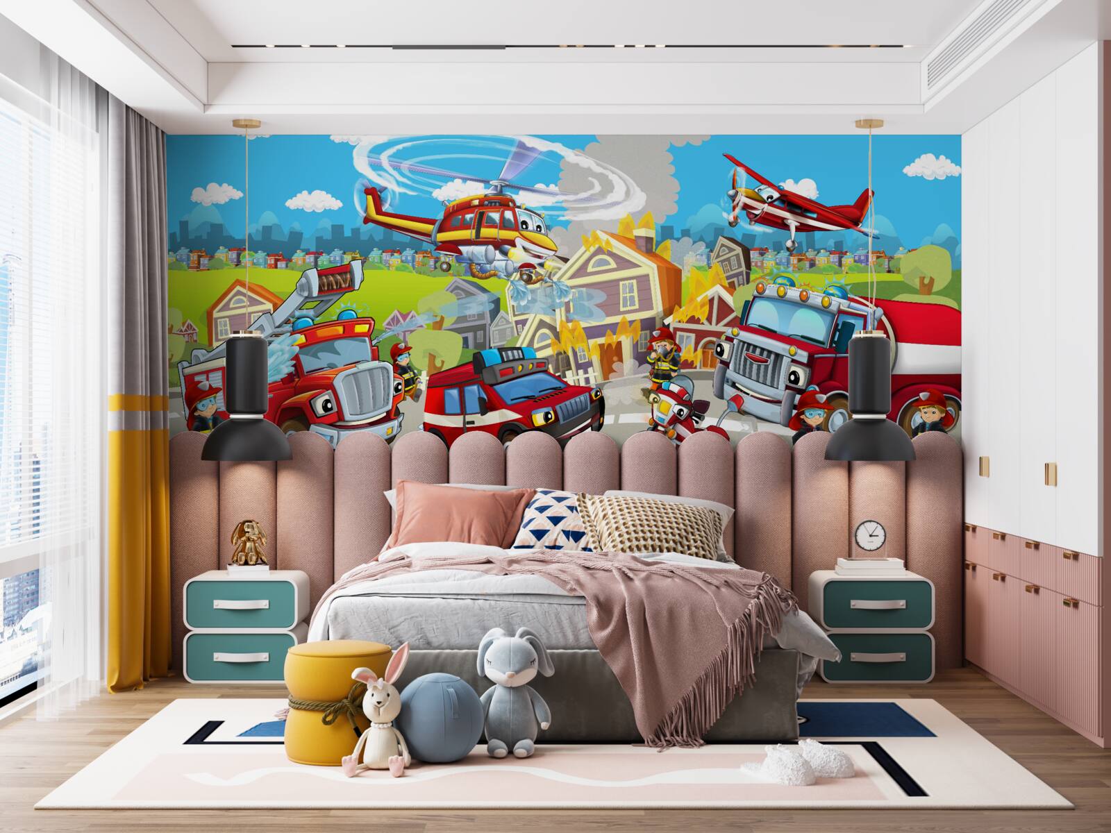 Фотошпалери пожежники та різні види транспорту