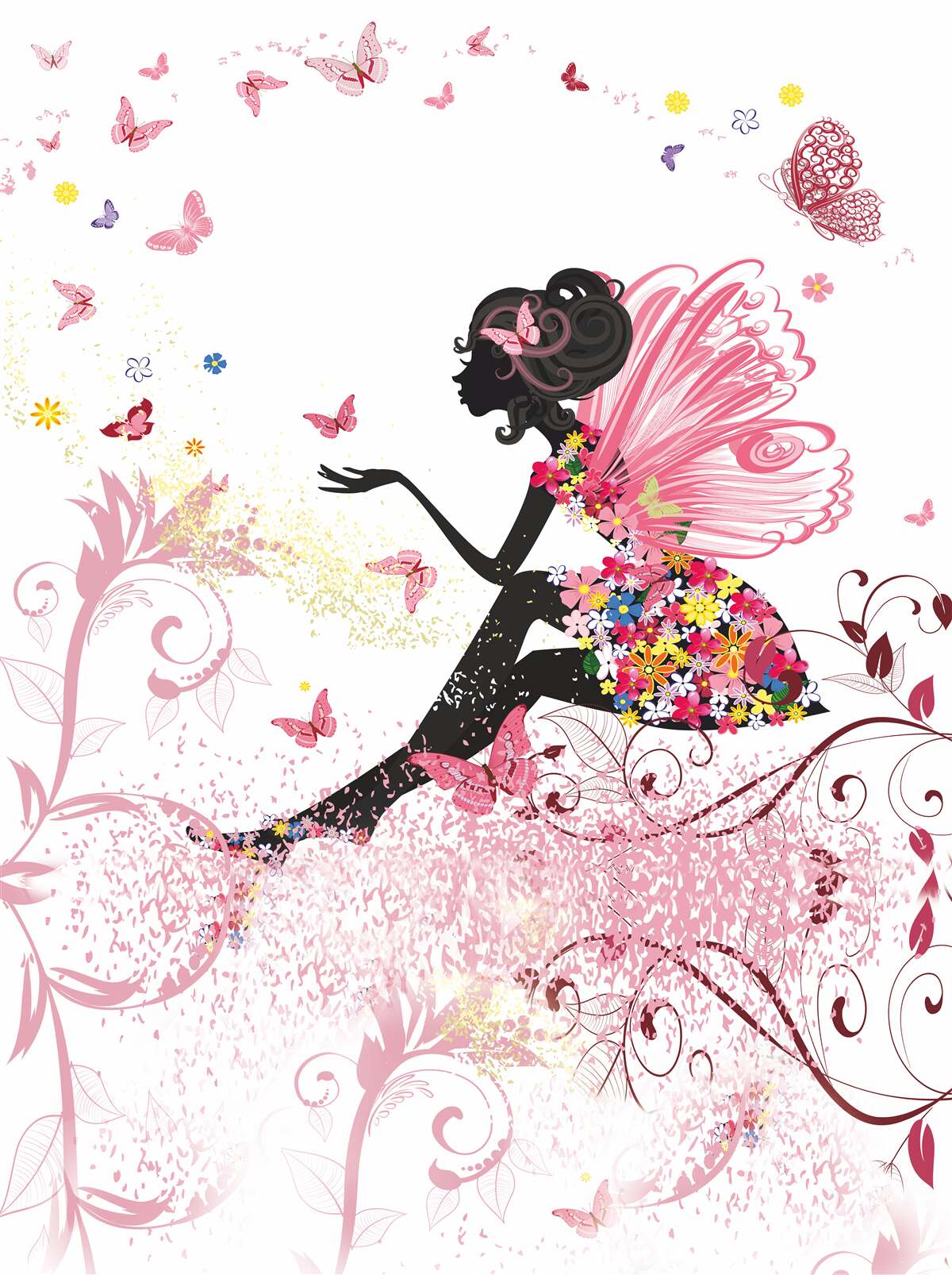 Фотошпалери зображення дівчини в оточенні метеликів і квітів