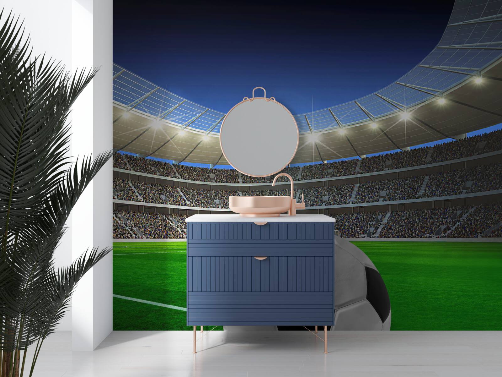 Фотошпалери на території арени є футбольне поле з м'ячем