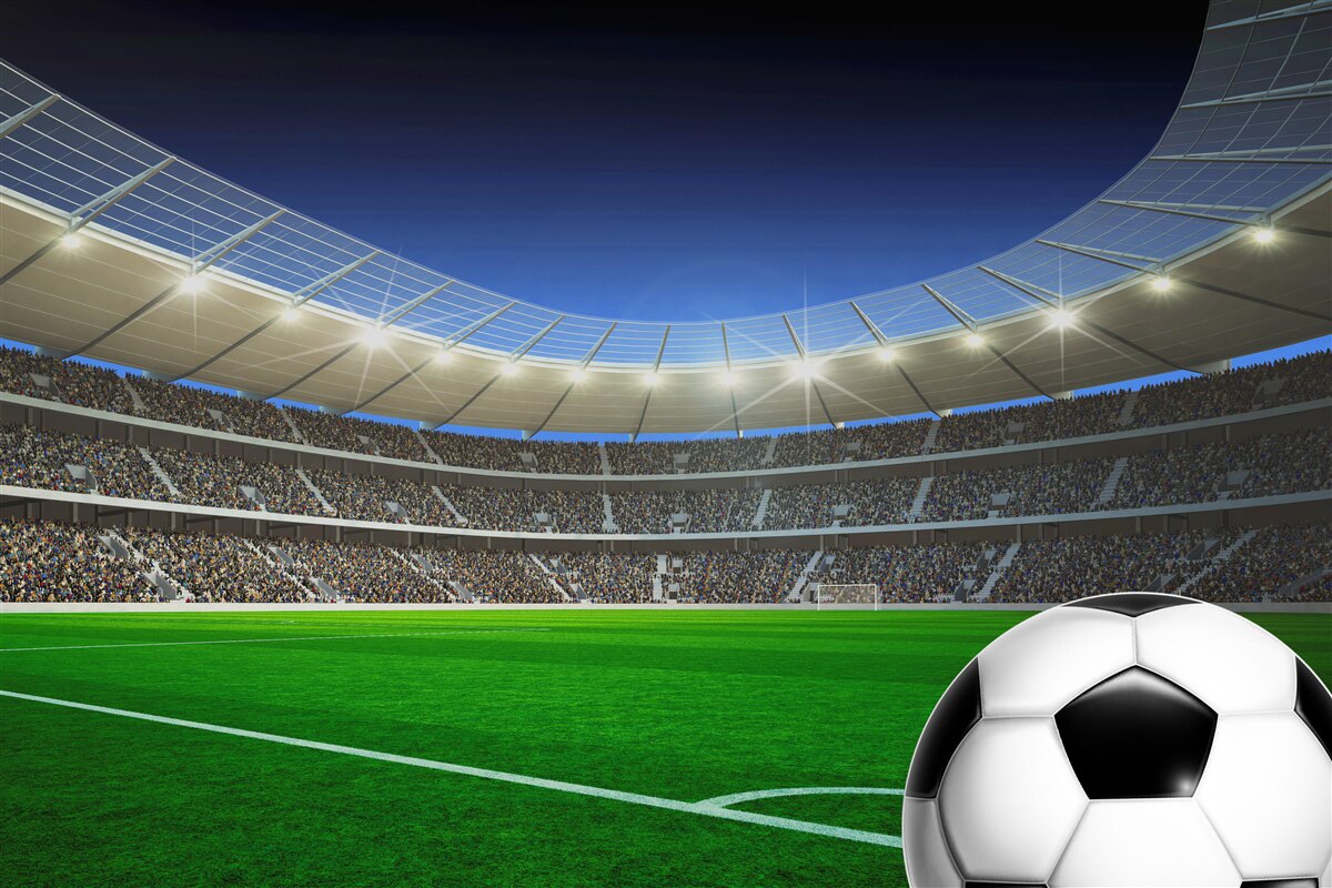 Фотошпалери на полі лежить футбольний м'яч