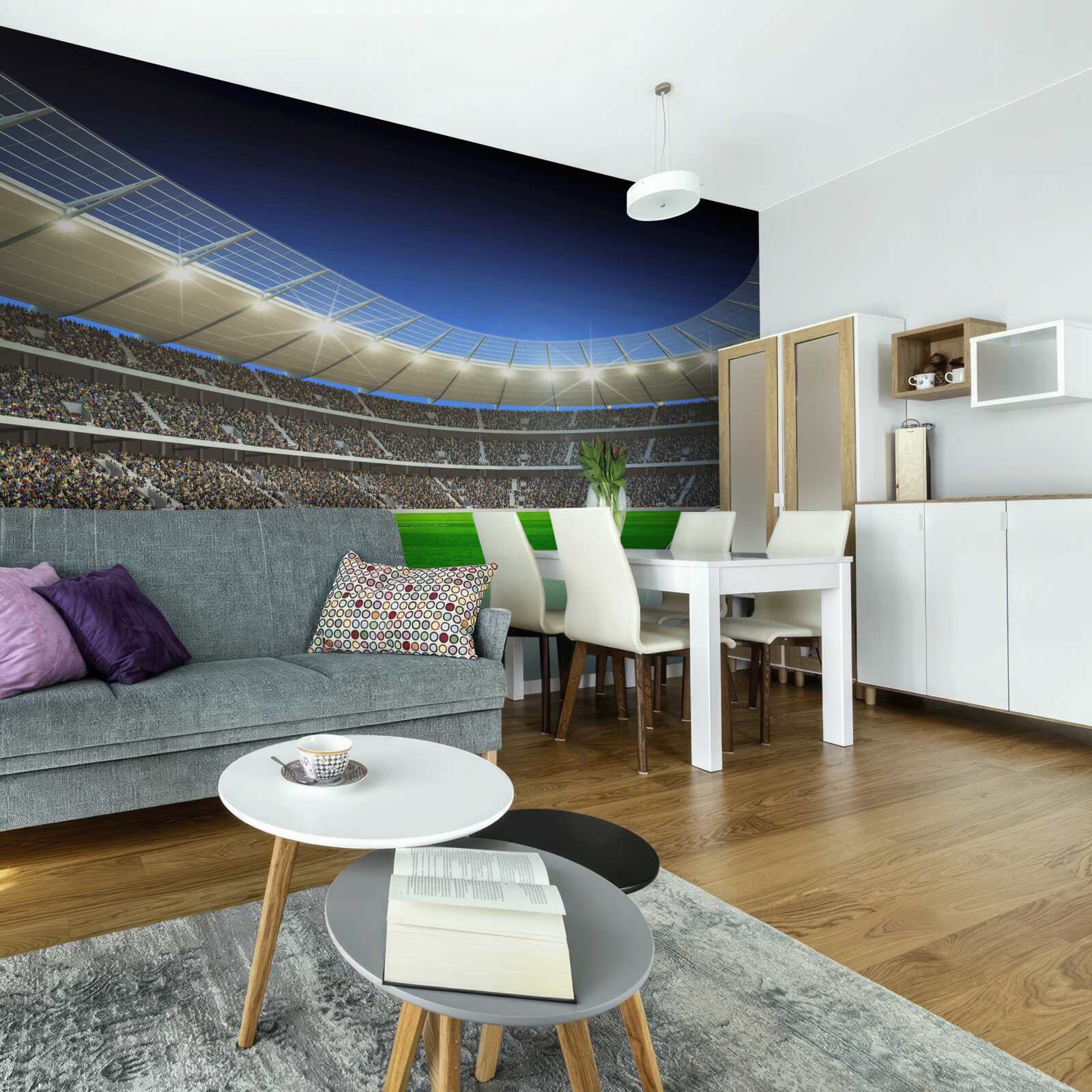 Фотошпалери на полі лежить футбольний м'яч