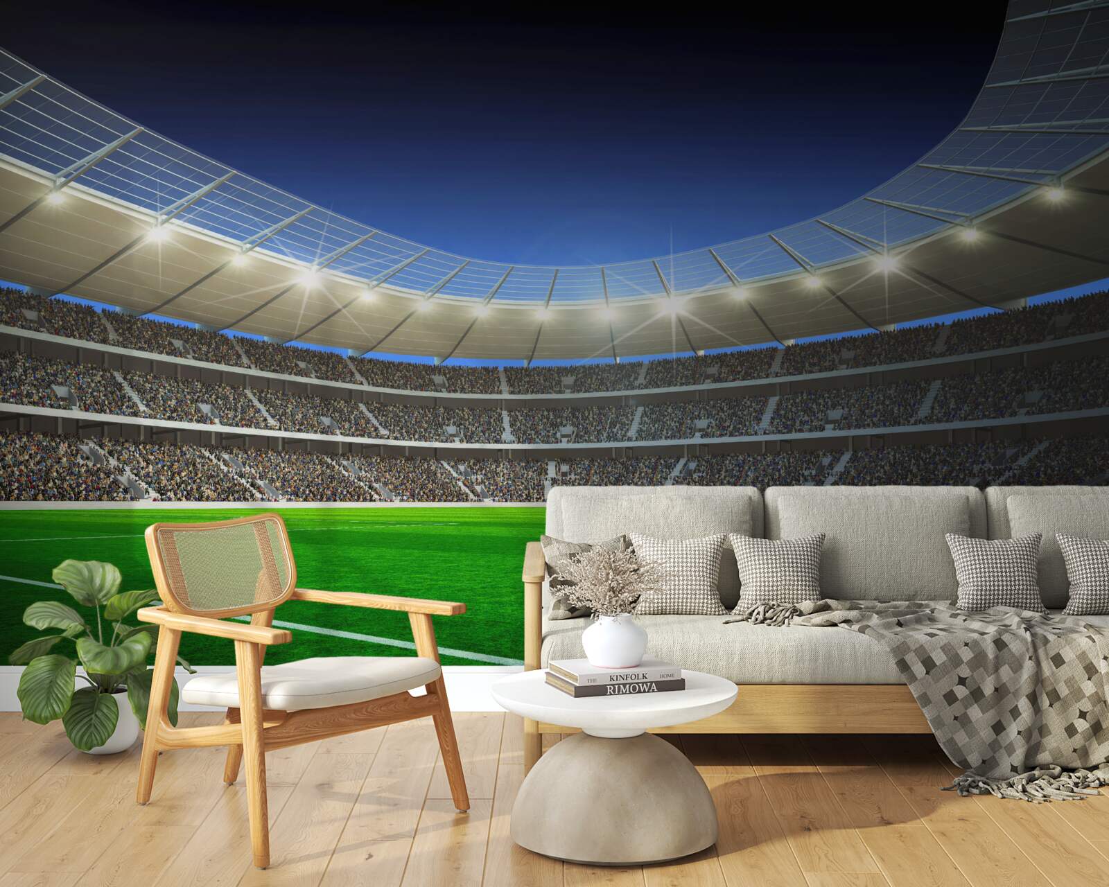 Фотошпалери на полі лежить футбольний м'яч