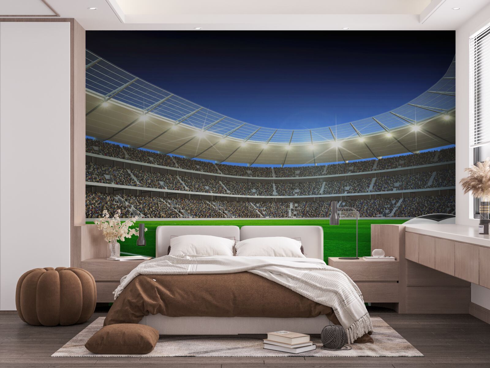 Фотошпалери на полі лежить футбольний м'яч