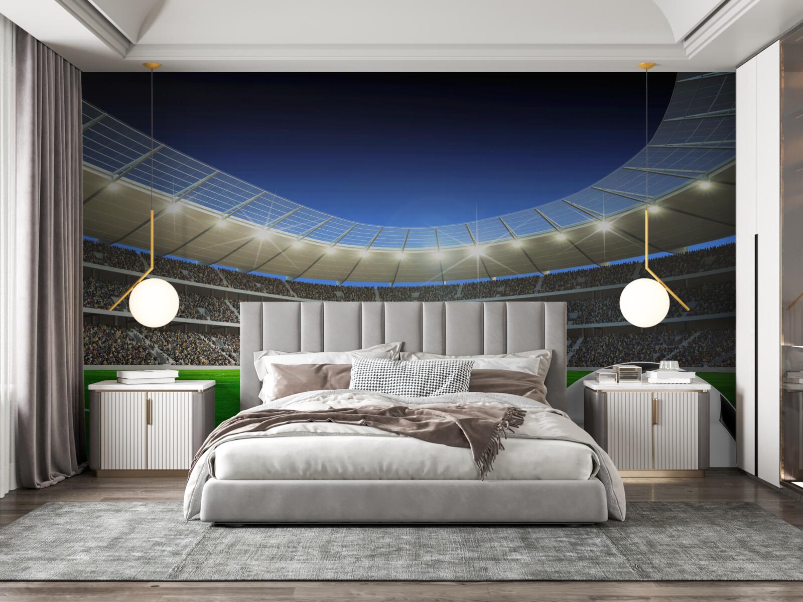 Фотошпалери на полі лежить футбольний м'яч