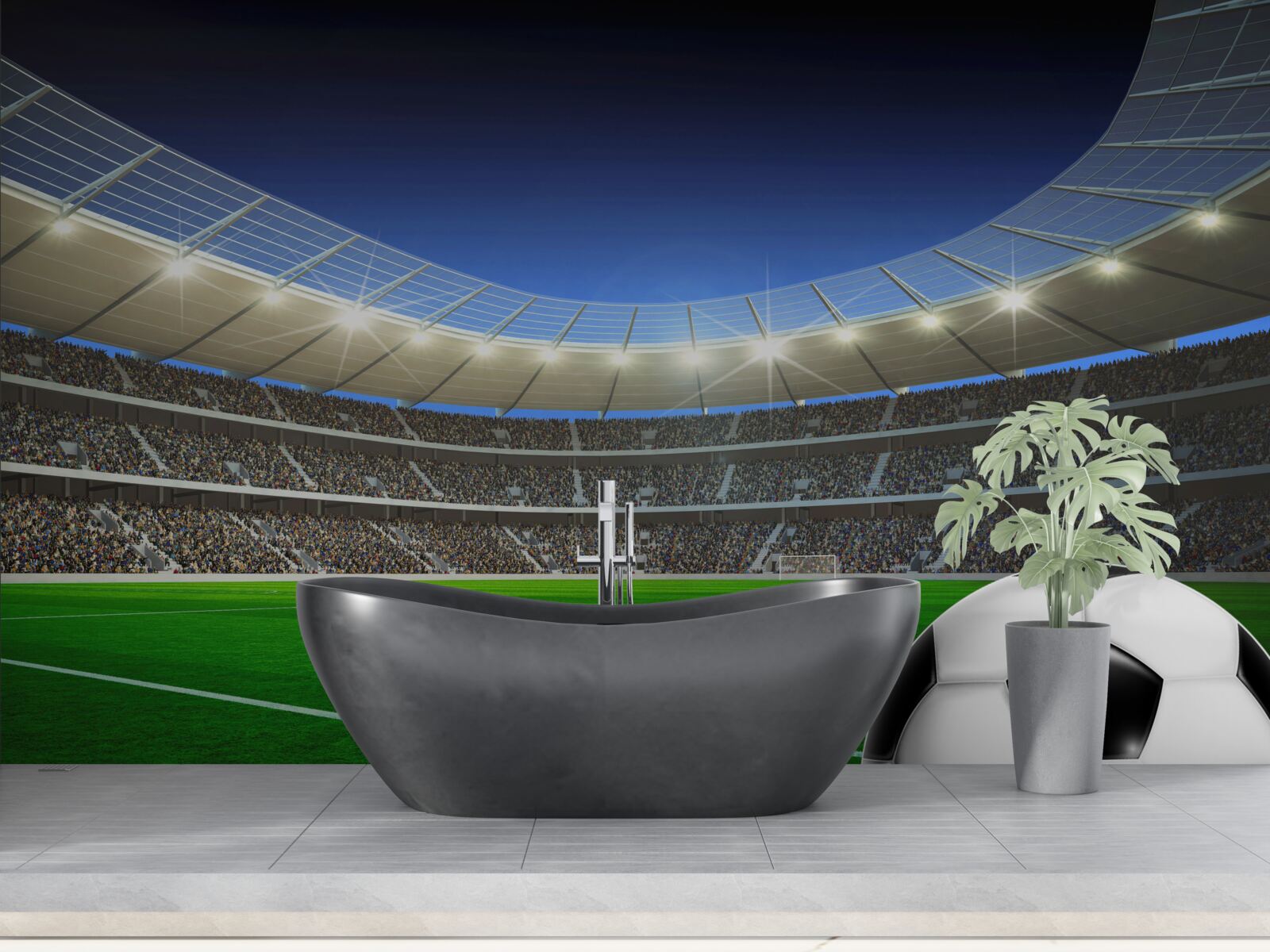 Фотошпалери на полі лежить футбольний м'яч