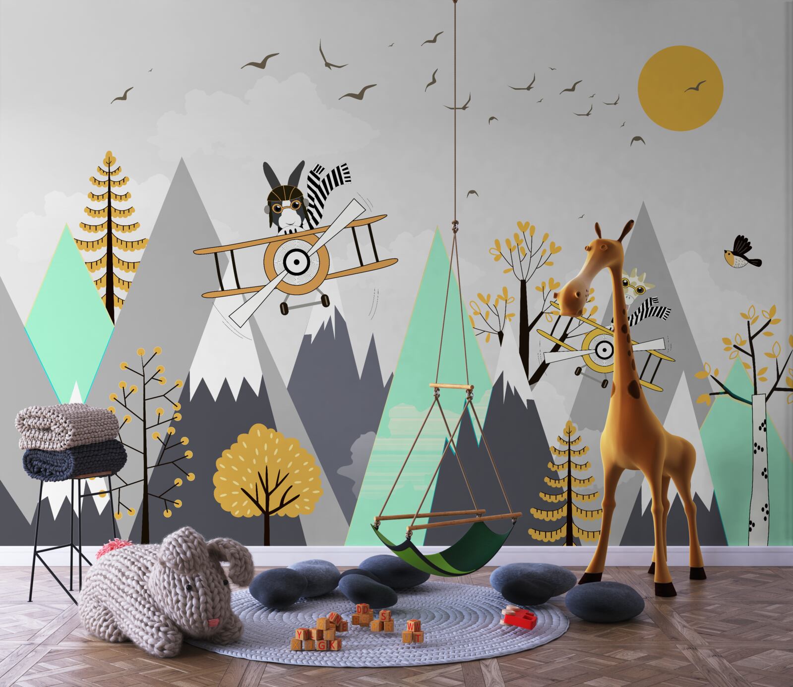 Фотошпалери тварини кружляють над горами