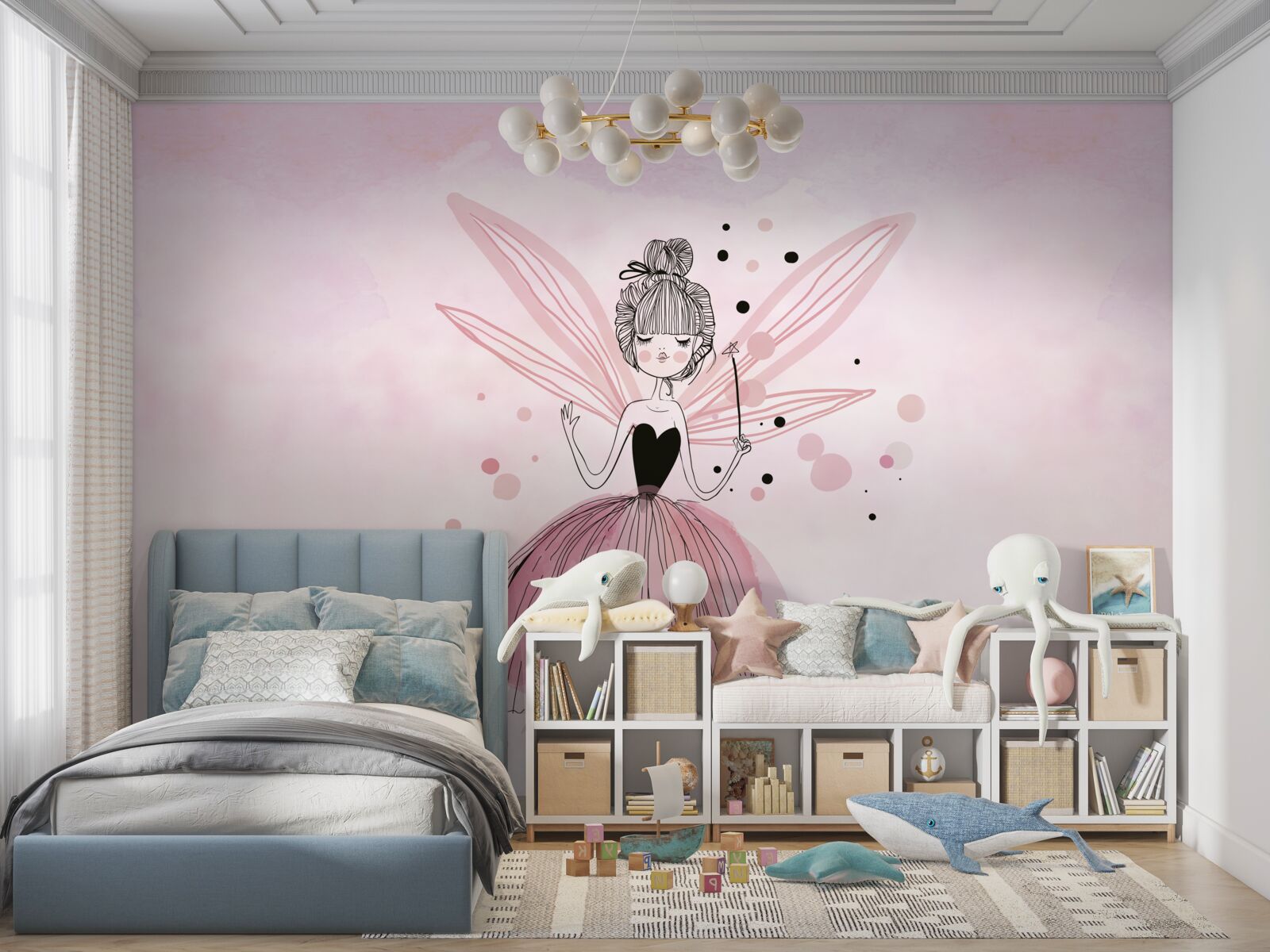 Фотошпалери фея на рожевому тлі