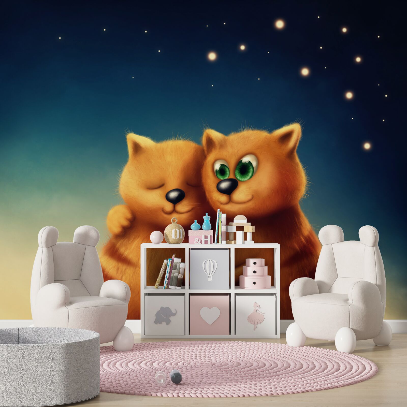 Фотошпалери коти обіймаються