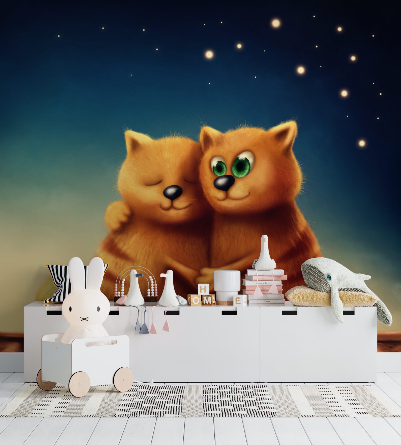 Фотошпалери коти обіймаються