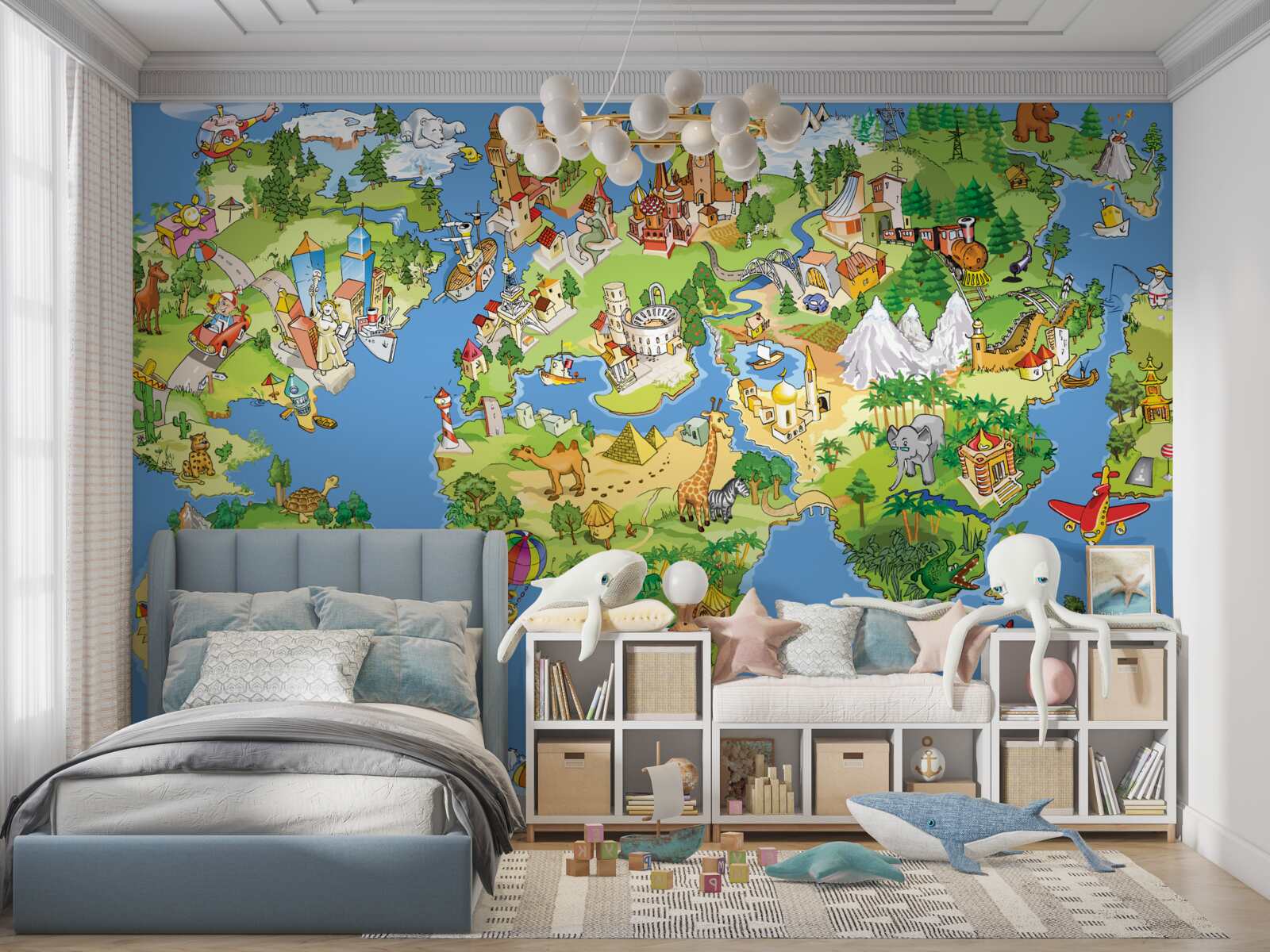 Фотошпалери карта світу з деталями для дітей