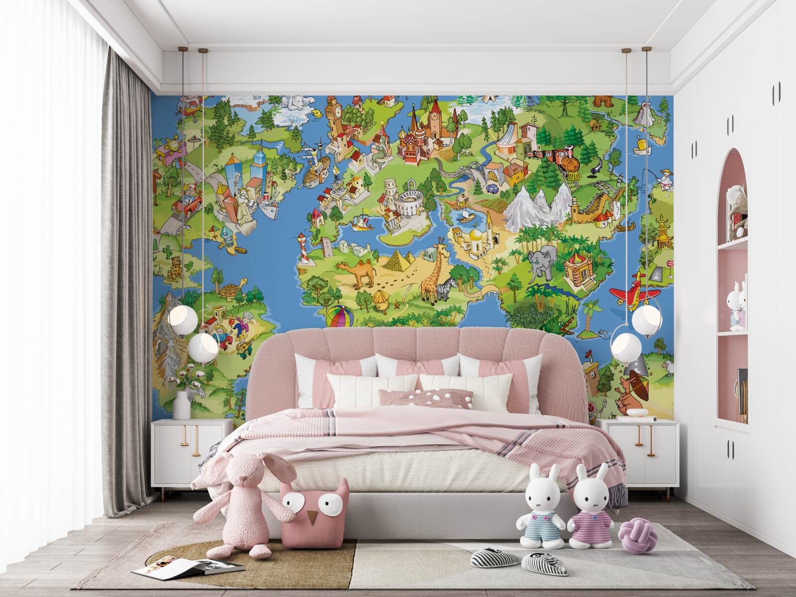 Фотошпалери карта світу з деталями для дітей