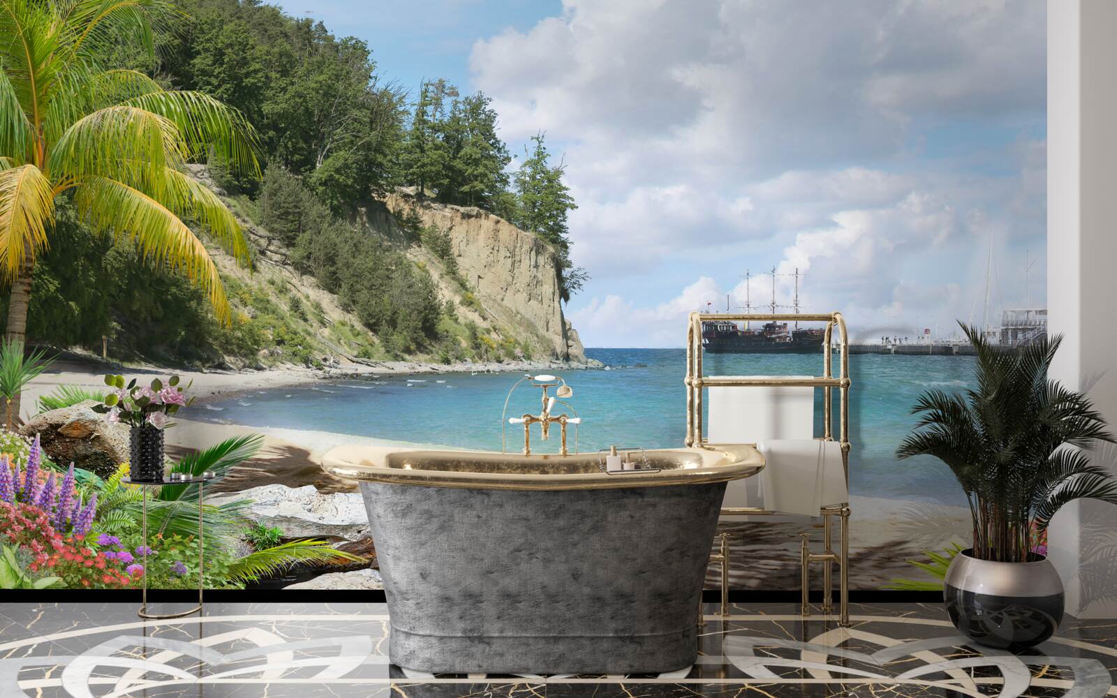 Фотошпалери гавань з кораблями