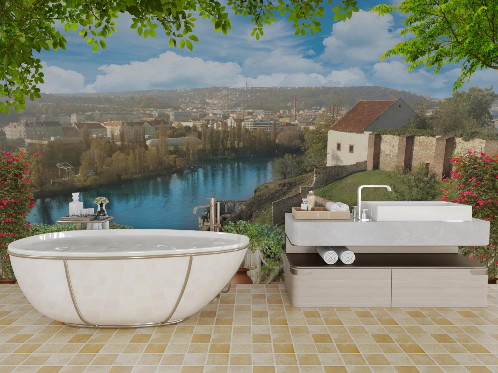 Фотошпалери гірське поселення