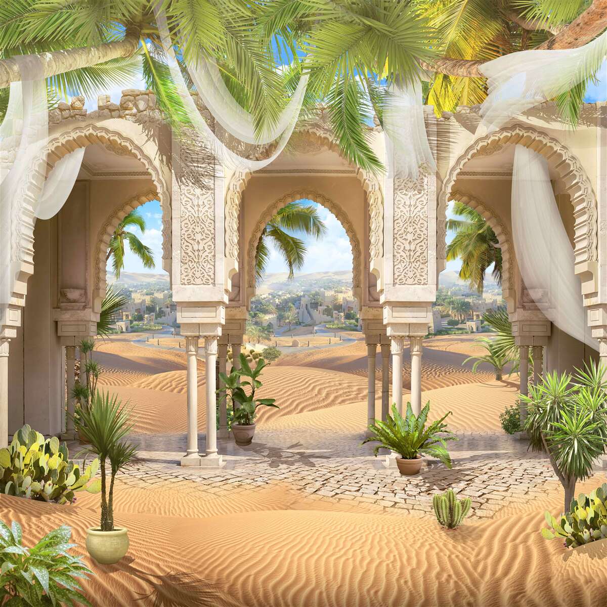 Фотошпалери панорама пустелі з палацу