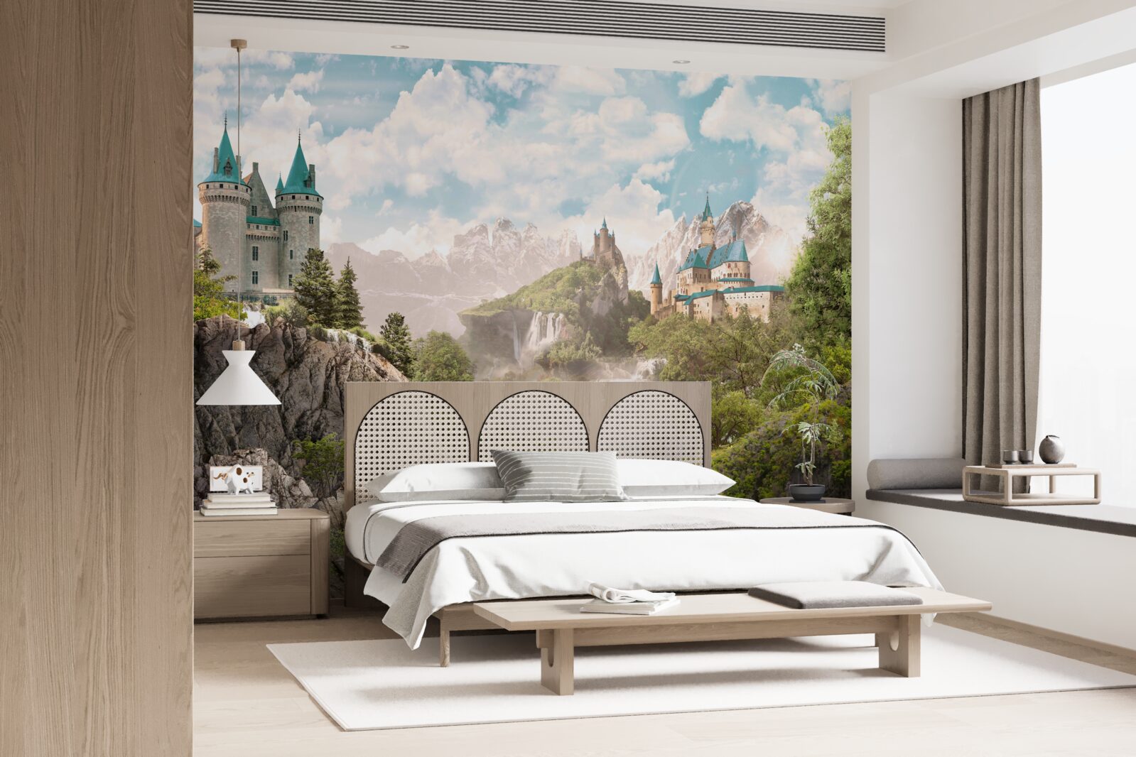 Фотошпалери вид на замки та водоспад