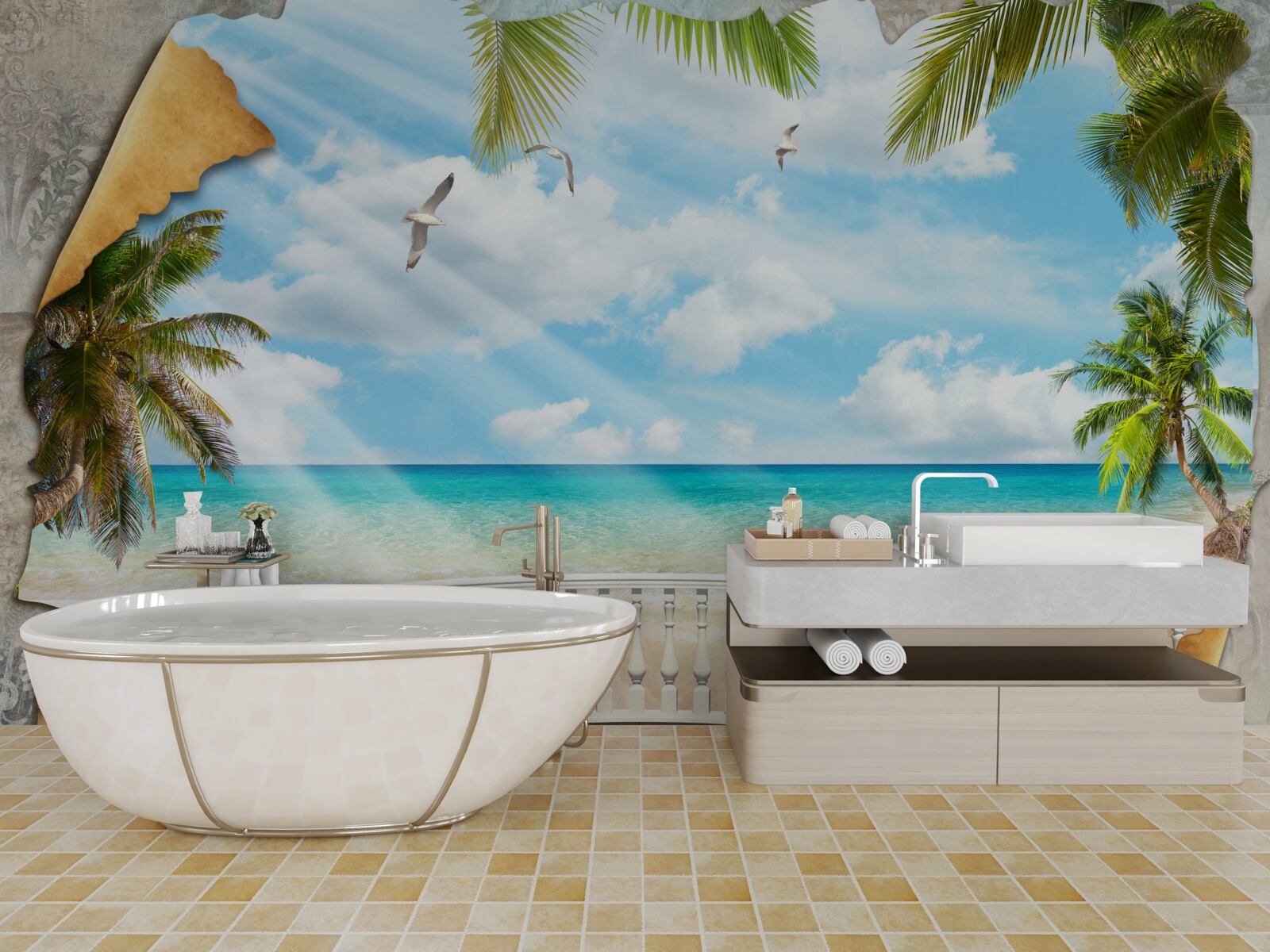 Фотошпалери мальовничий вид на море влітку