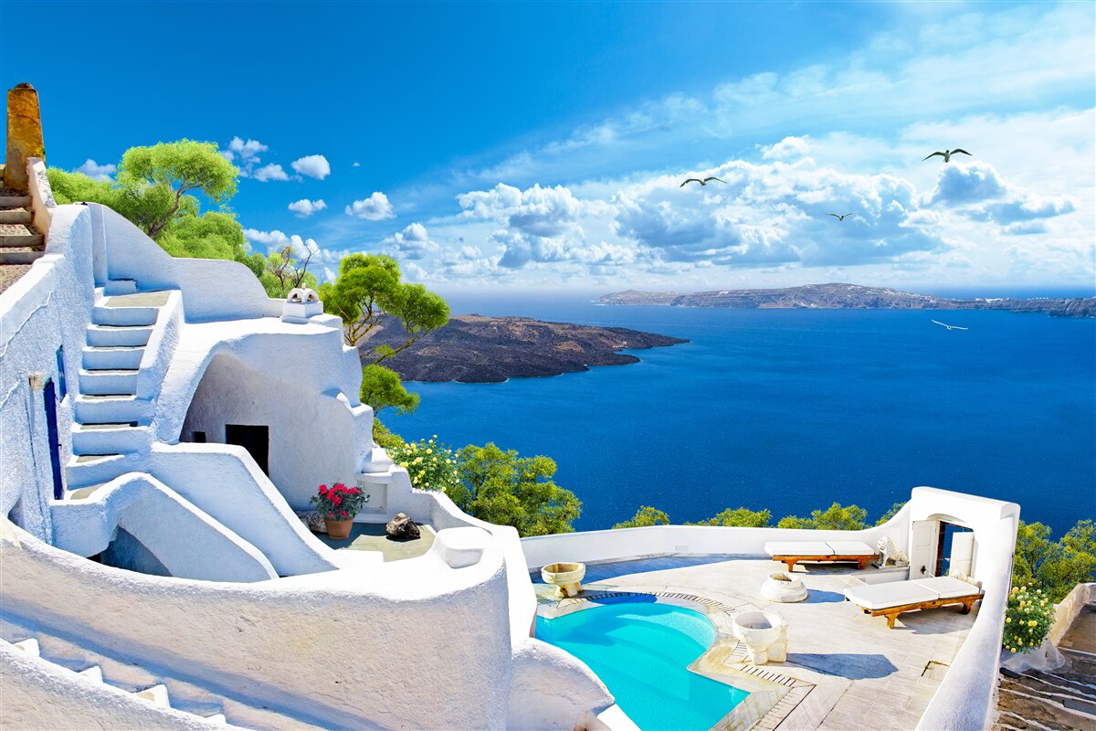 Фотошпалери острів санторіні в греції