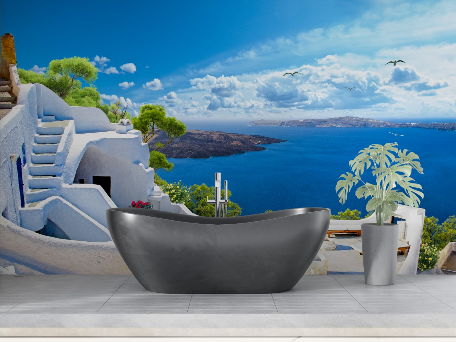 Фотошпалери острів санторіні в греції