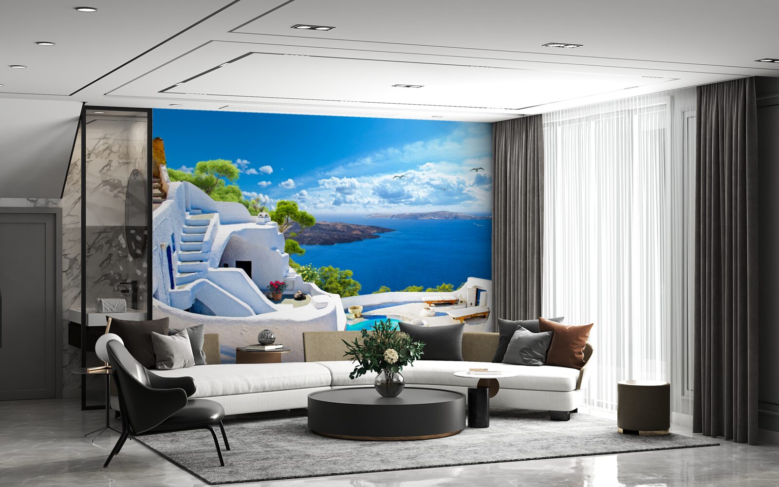 Фотошпалери острів санторіні в греції