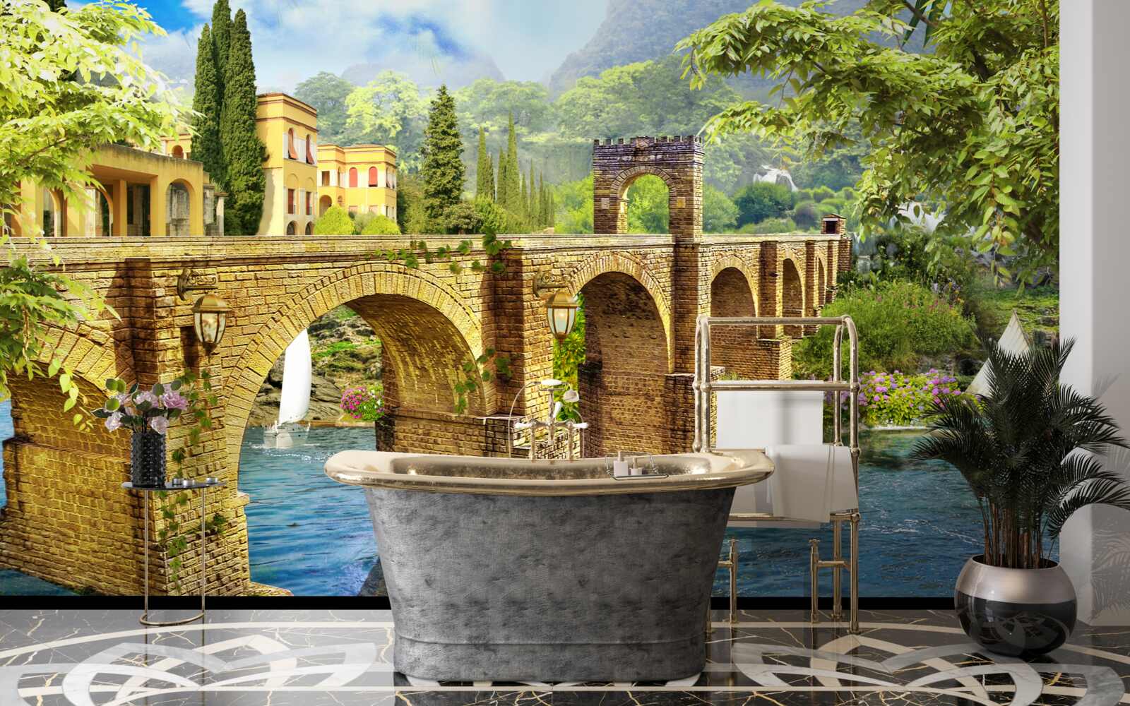 Фотошпалери чудовий архітектурний міст через канал