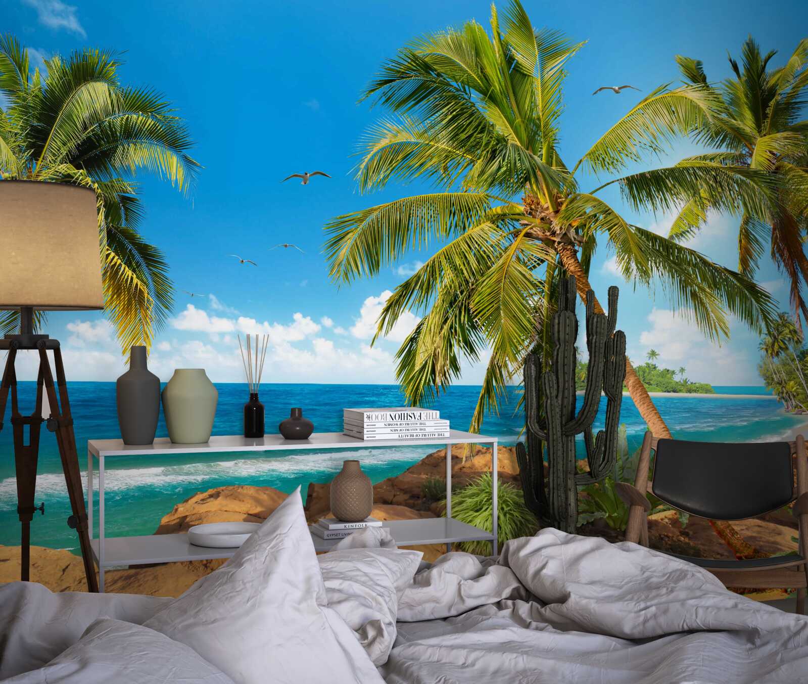 Фотошпалери високі пальми біля узбережжя