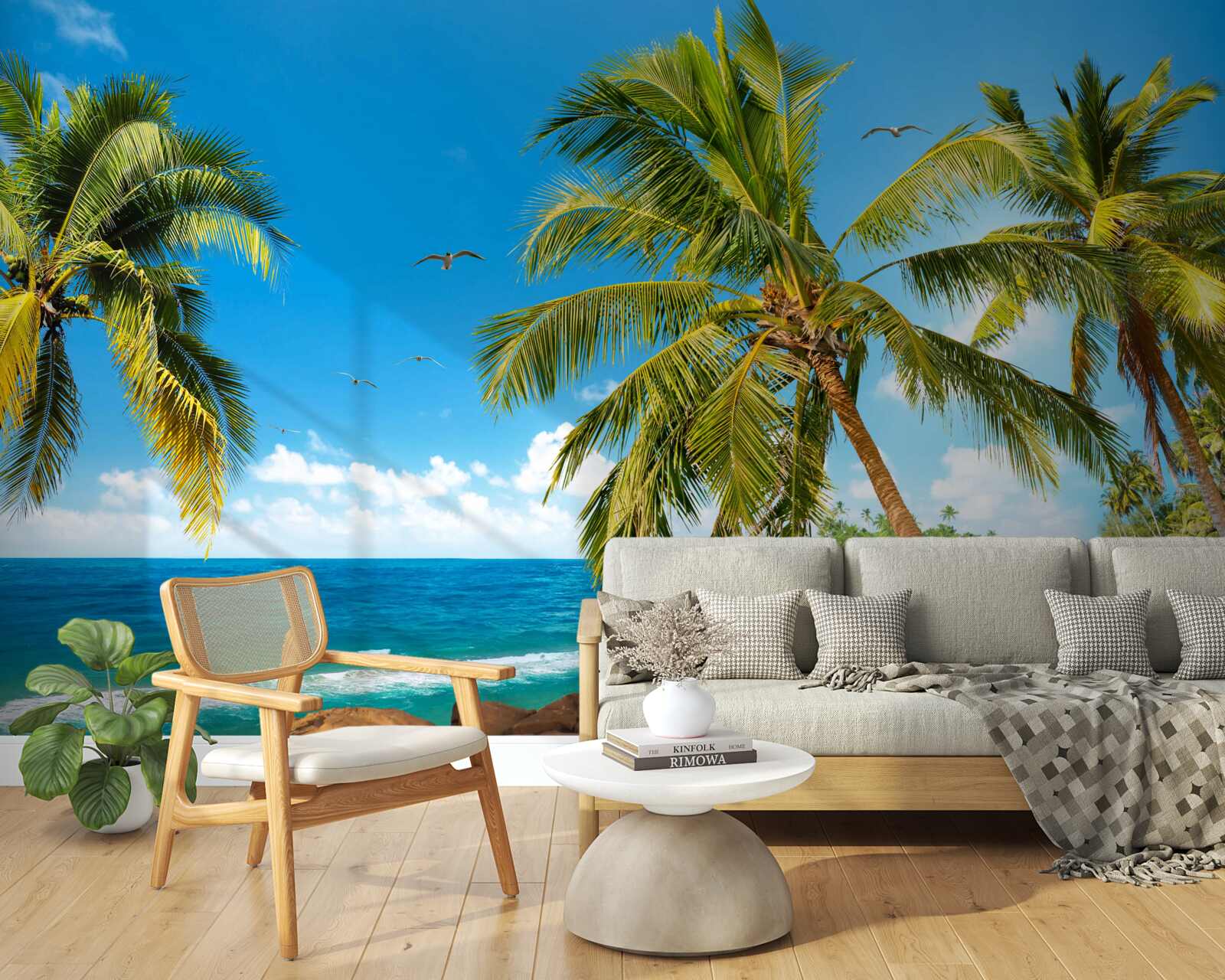 Фотошпалери високі пальми біля узбережжя