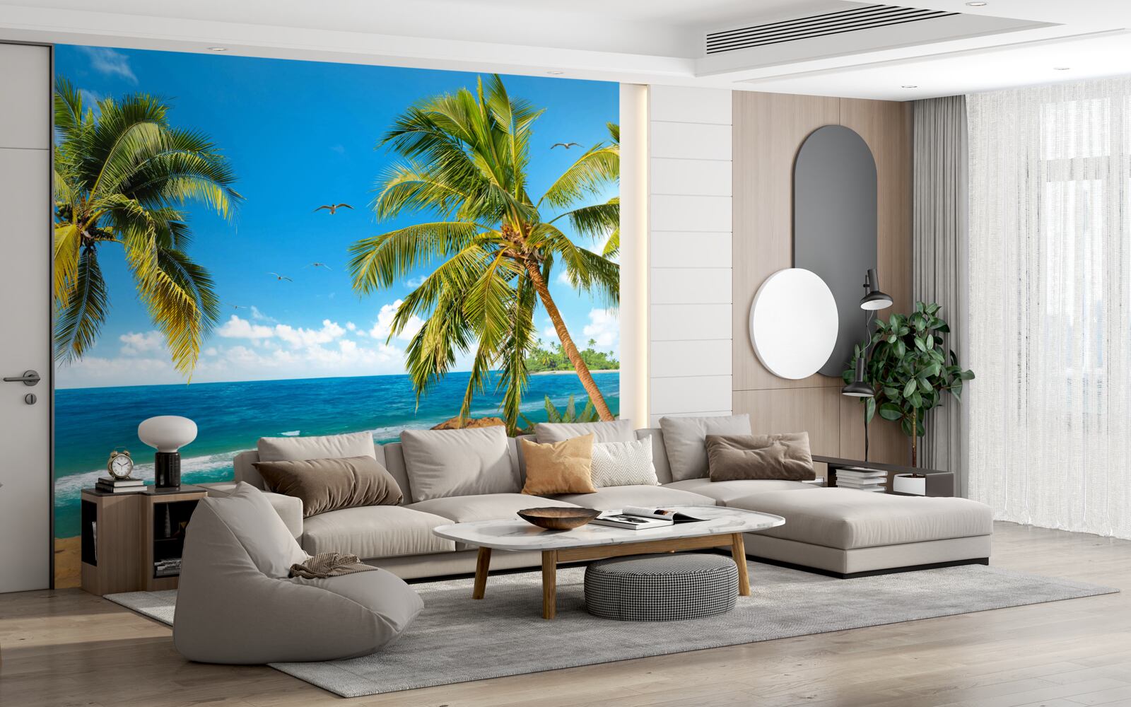 Фотошпалери високі пальми біля узбережжя