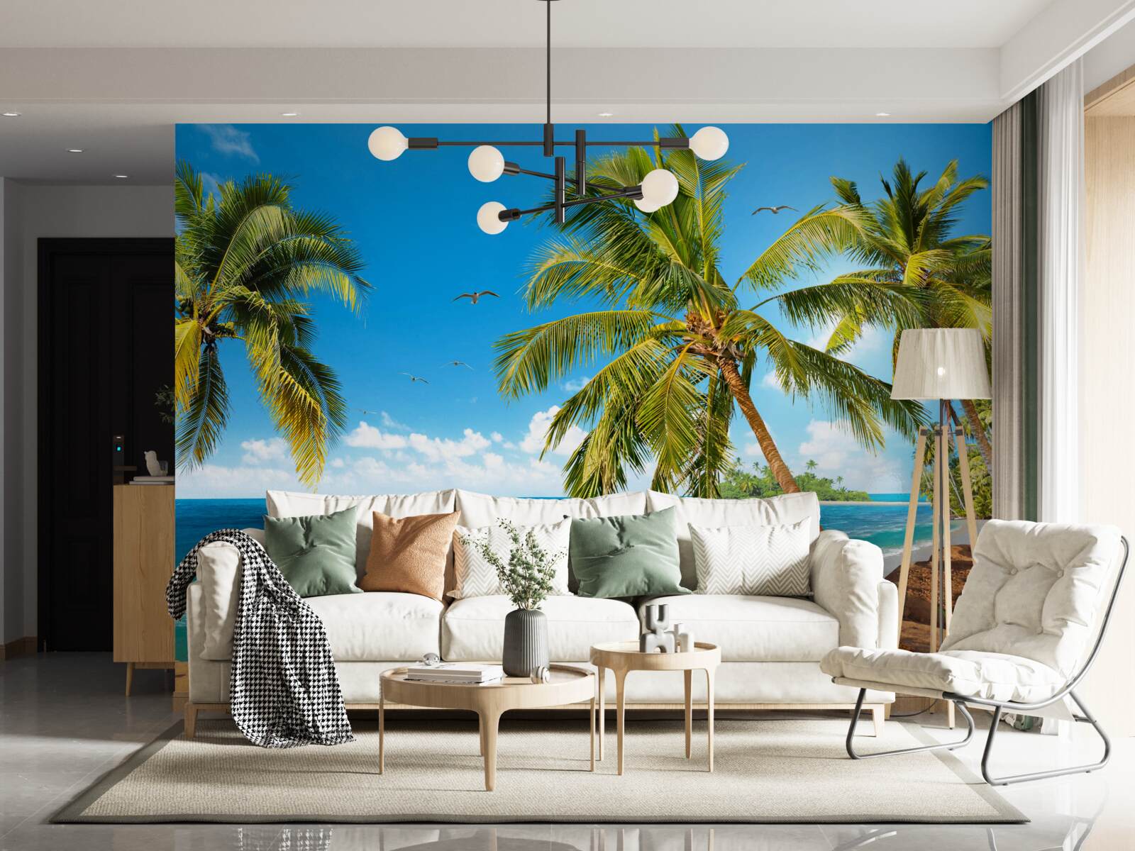 Фотошпалери високі пальми біля узбережжя